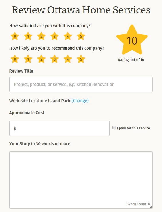 How to review ottawa home services with homestar